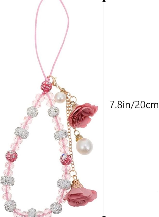 Beaded Flower Phone Lanyard Wrist Strap for Cell Phone Keys and Bags Accessories - Image 2